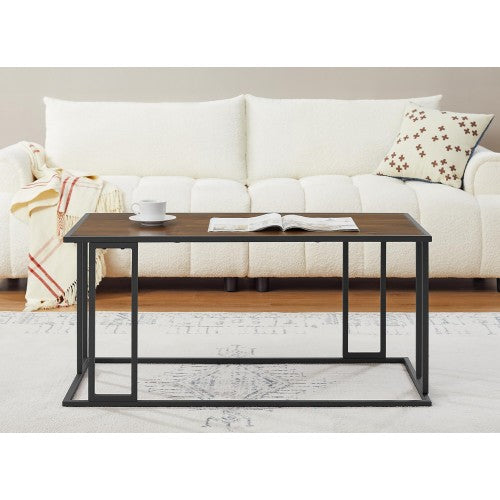 Modern Coffee Table with Metal Frame Wood Finish Top Adjustable Feet, Easy Assembly, 39.4” L x 19.7” W x 18.5” H - Sturdy & Stylish Living Room Accent Table Modern Coffee Table with Metal Frame Wood Finish Top Adjustable Feet, Easy Assembly, 39.4” L x 19.7” W x 18.5” H - Sturdy & Stylish Living Room Accent Table